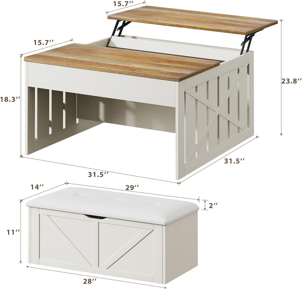 HUAHUU Lift Top Coffee Table with Storage Hidden Compartment, 31.5"