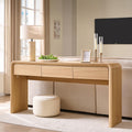 Aitjunz 63'' Console Table with 3 Drawers, Modern Entryway Table with Curved Profile Design