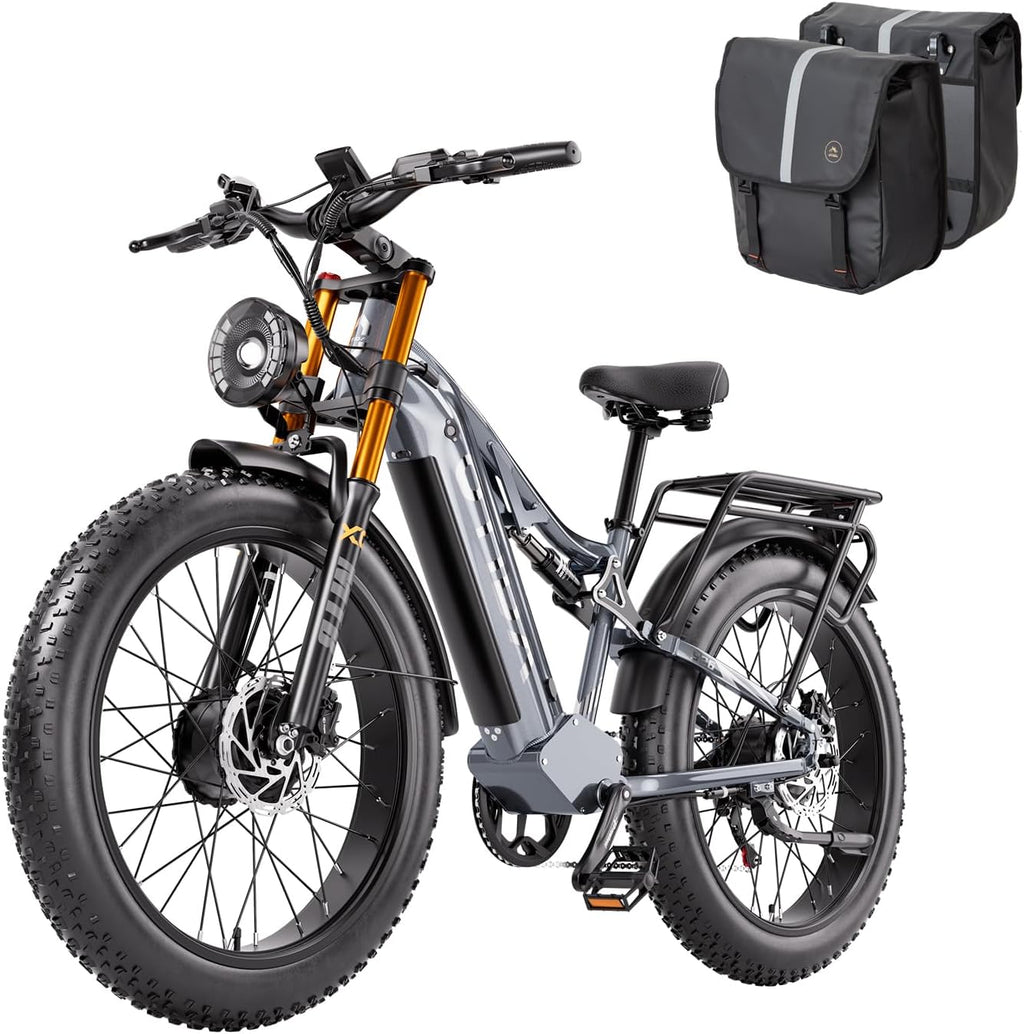 Peak 6000W Dual Motor Electric Bike for Adults 42MPH with 52V 20Ah，Up to 80 Miles, 26"x4" Fat Tire Full Suspension Ebike