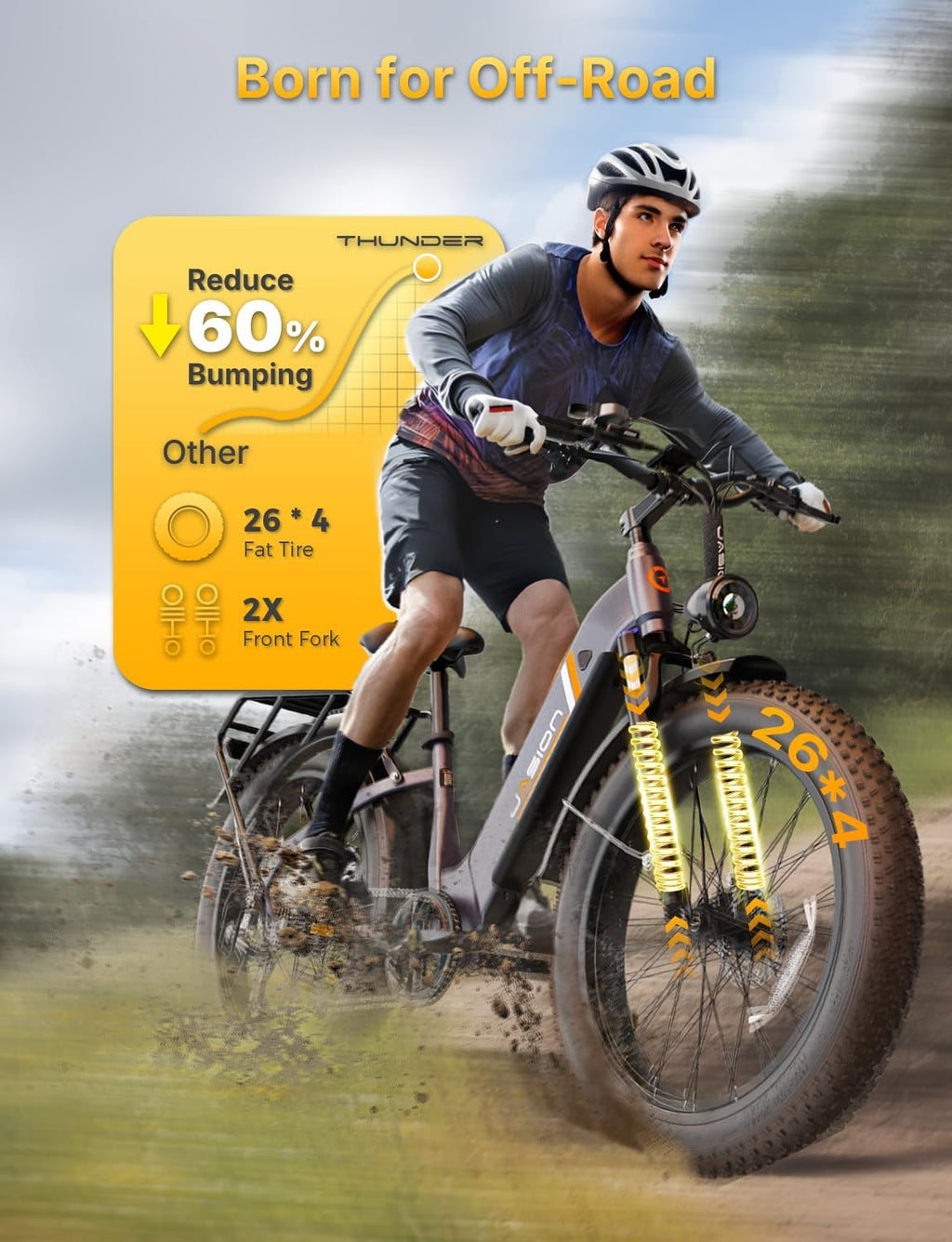 Jasion Thunder/PRO/ST Electric Bike,2000W/1800W Peak Ebikes for Adults,26''Fat Tire Best Ebike for Men
