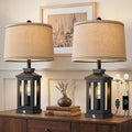 G-SAFAVA 23.75" Retro Farmhouse Black Table Lamp for Living Room Bedroom Nightstand Set of 2 Touch Control Bedside