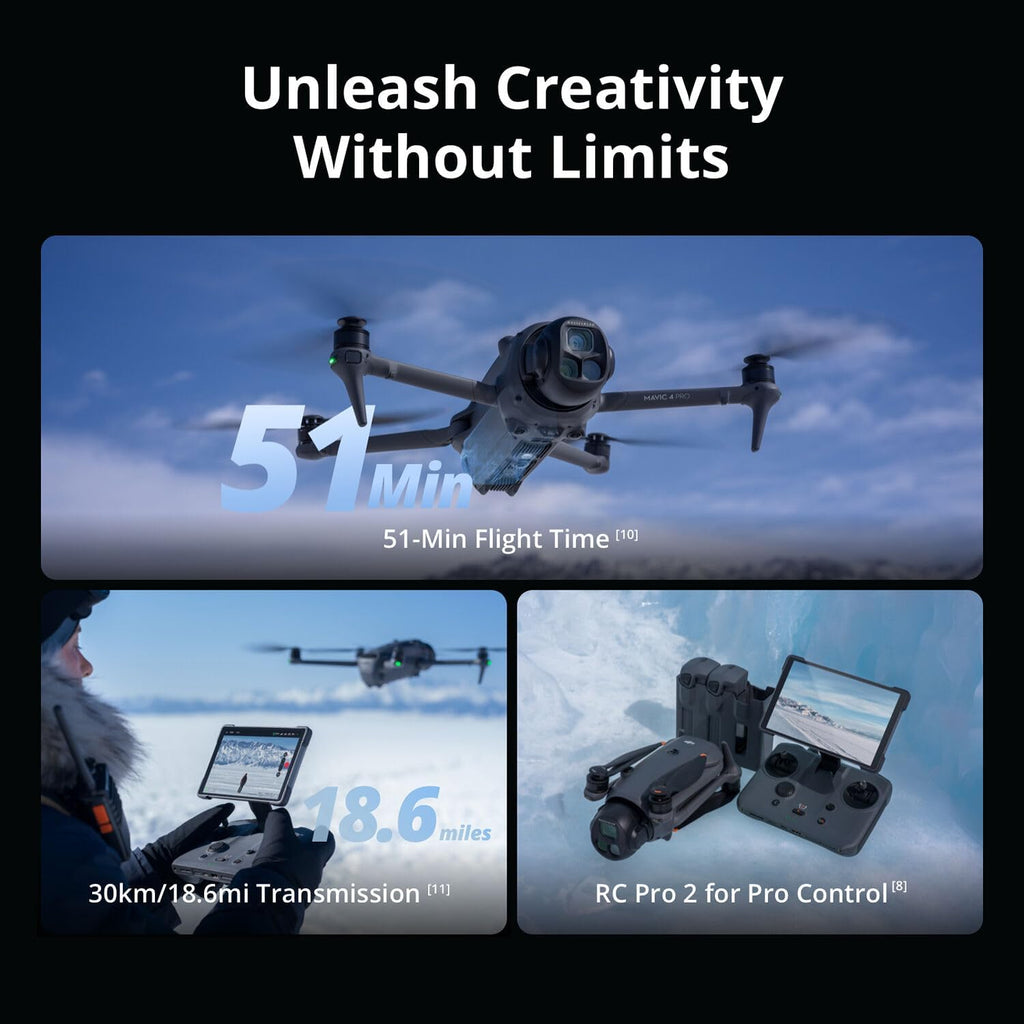 DJI Mavic 4 Pro Drone with 512GB Creator Combo – 6K60 HDR, 100MP, 51-Min Max Flight Time, 18.6-Mile Range