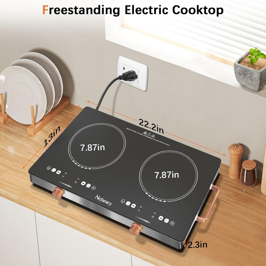 2 Burner Electric Cooktop 24 inch, 110-120V Plug in 2000W Ceramic Cooktop