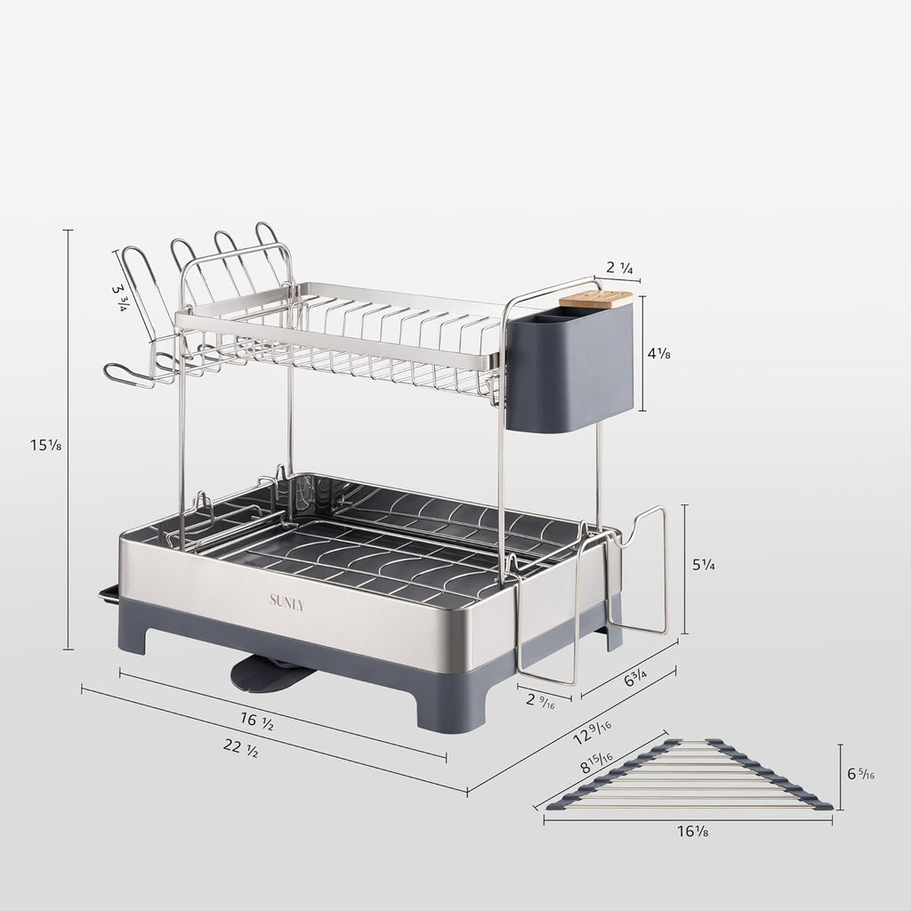 Large Dish Drying Rack, Multipurpose 2 Tier Dish Racks for Kitchen Counter, 304 Stainless
