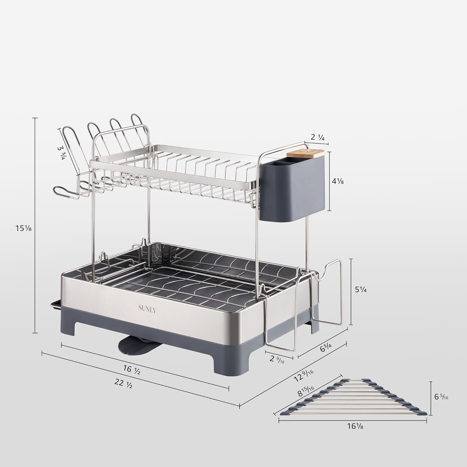 Large Dish Drying Rack, Multipurpose 2 Tier Dish Racks for Kitchen Counter, 304 Stainless
