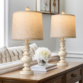 BOBOMOMO Tradition 20.5" Rustic Table Lamp Set of 2 for Living Room Farmhouse Bedside Desk Lamps