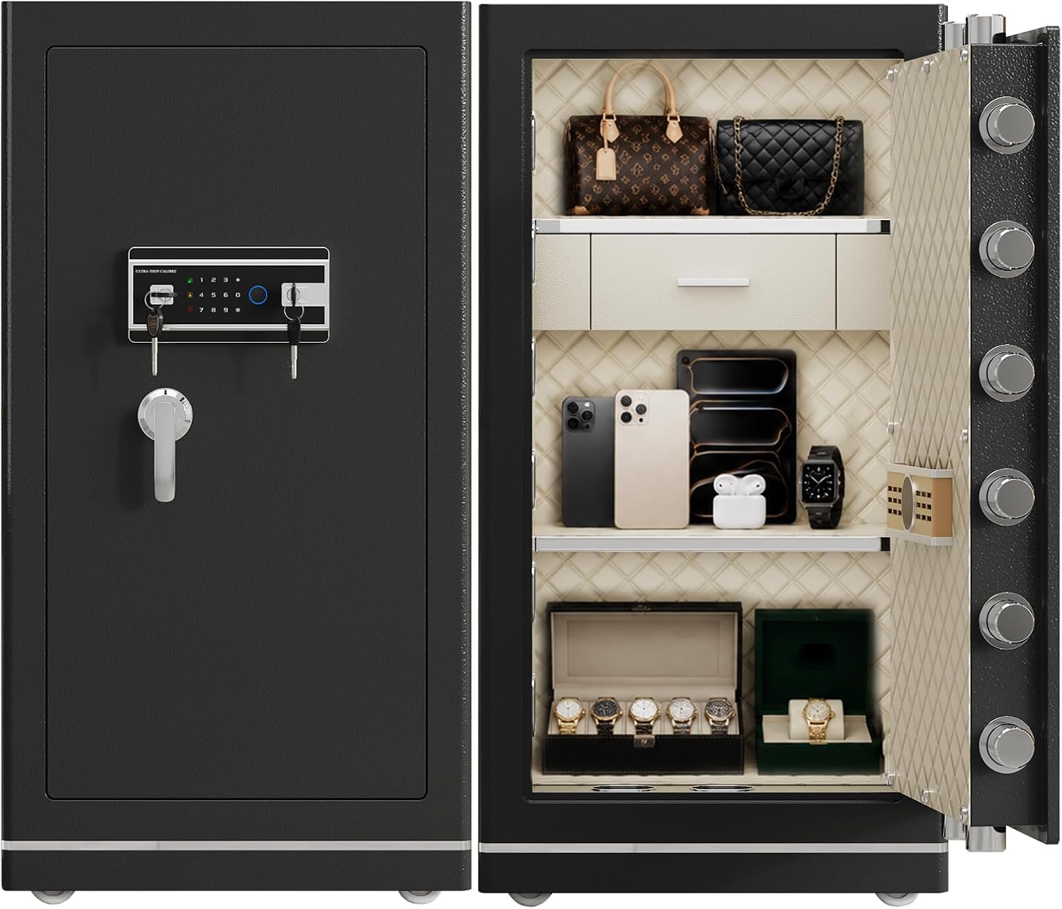 FABAO Wifi Smart Safe,8.1Cu Ft Home Safes with Fireproof Waterproof Bag,Removable Shelf,Fingerprint Safes,Built-In