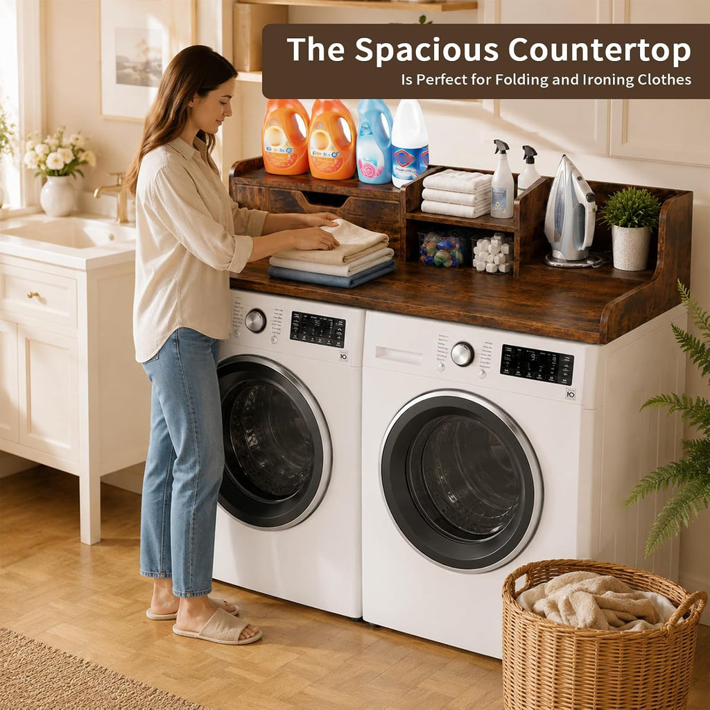 Washer and Dryer Countertop with Power Outlet & Storage Drawer