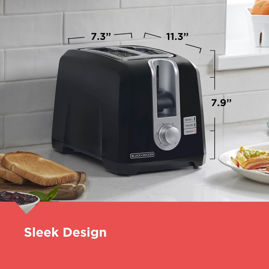 BLACK+DECKER 2-Slice Toaster, Extra Wide Slots for Bagels & Thick Bread