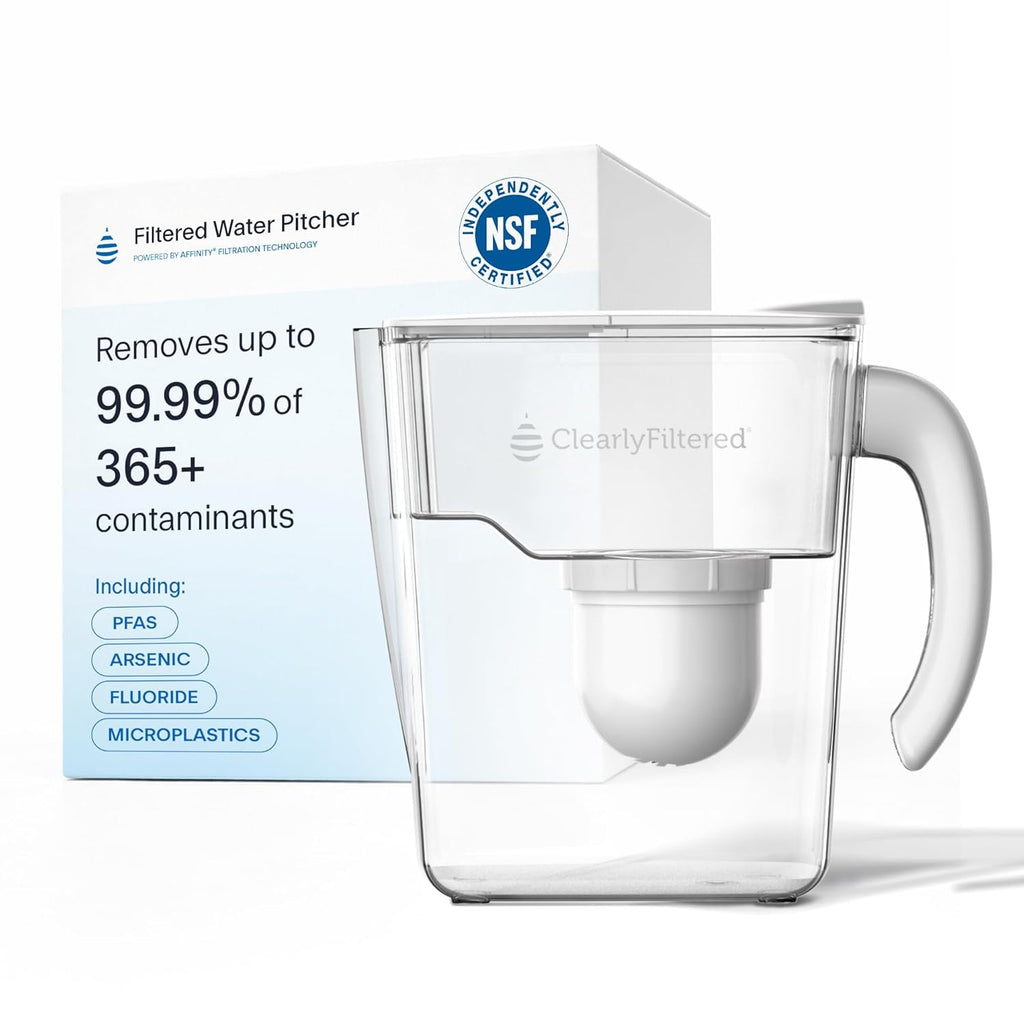 Clearly Filtered Filtered Water Pitcher - 80 Fl Oz, NSF Certified - Targets 365+ Contaminants -