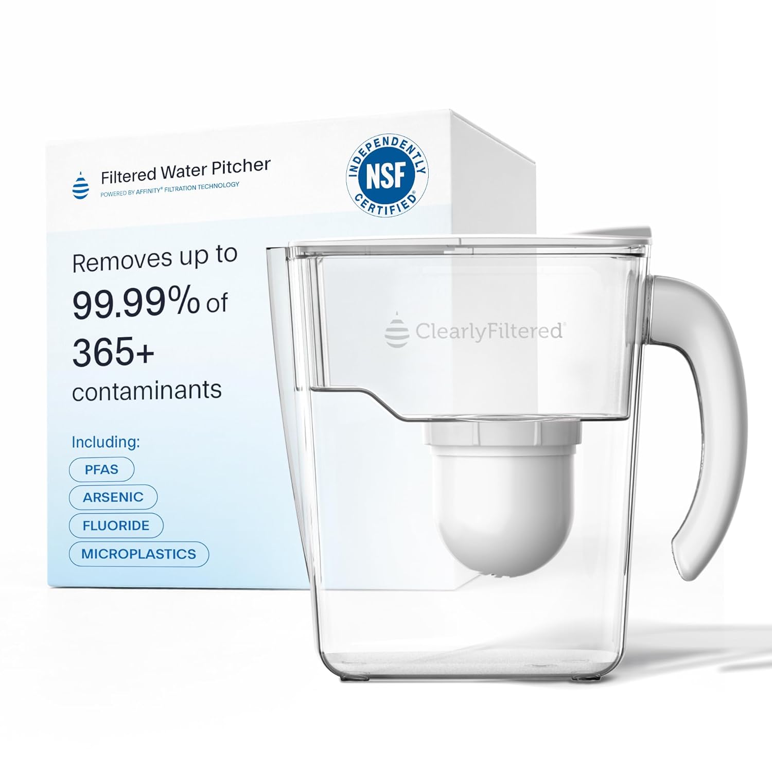Clearly Filtered Filtered Water Pitcher - 80 Fl Oz, NSF Certified - Targets 365+ Contaminants -
