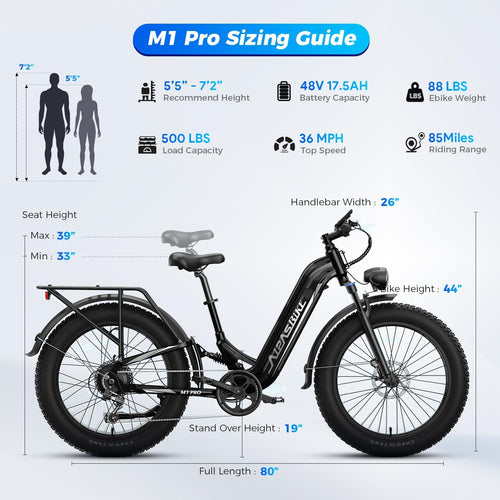 Aipas M1 Max Electric Bike, 1800W Peak Motor Ebike for Adults, 26"x 4" Fat Tire E-Bike