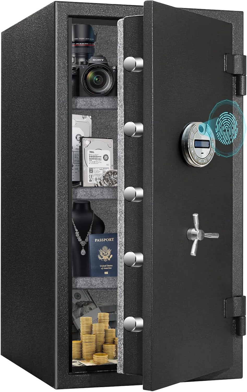 9.8 Cub 124 Lb Extra Large Biometric Genuine Fireproof Waterproof Home Safe