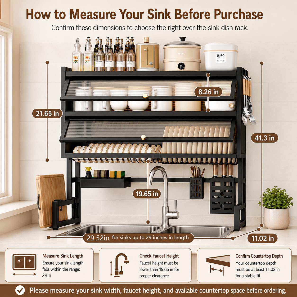 Over Sink Dish Drying Rack, Iron Over The Sink Dish Rack, Over Sink Rack, for Dishes, Glasses, Bowls