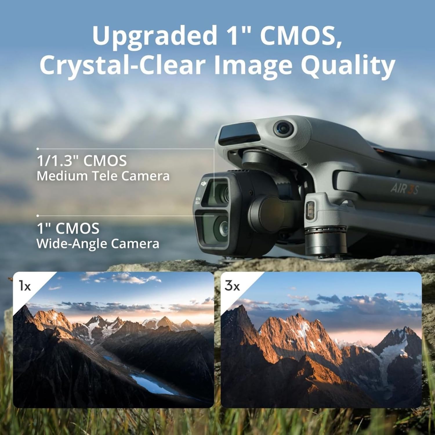 DJI Air 3S Fly More Combo (RC 2 Screen Remote Controller), Drone with 1" CMOS Wide-Angle & Medium Tele Camera for Adults, 4K/60fps