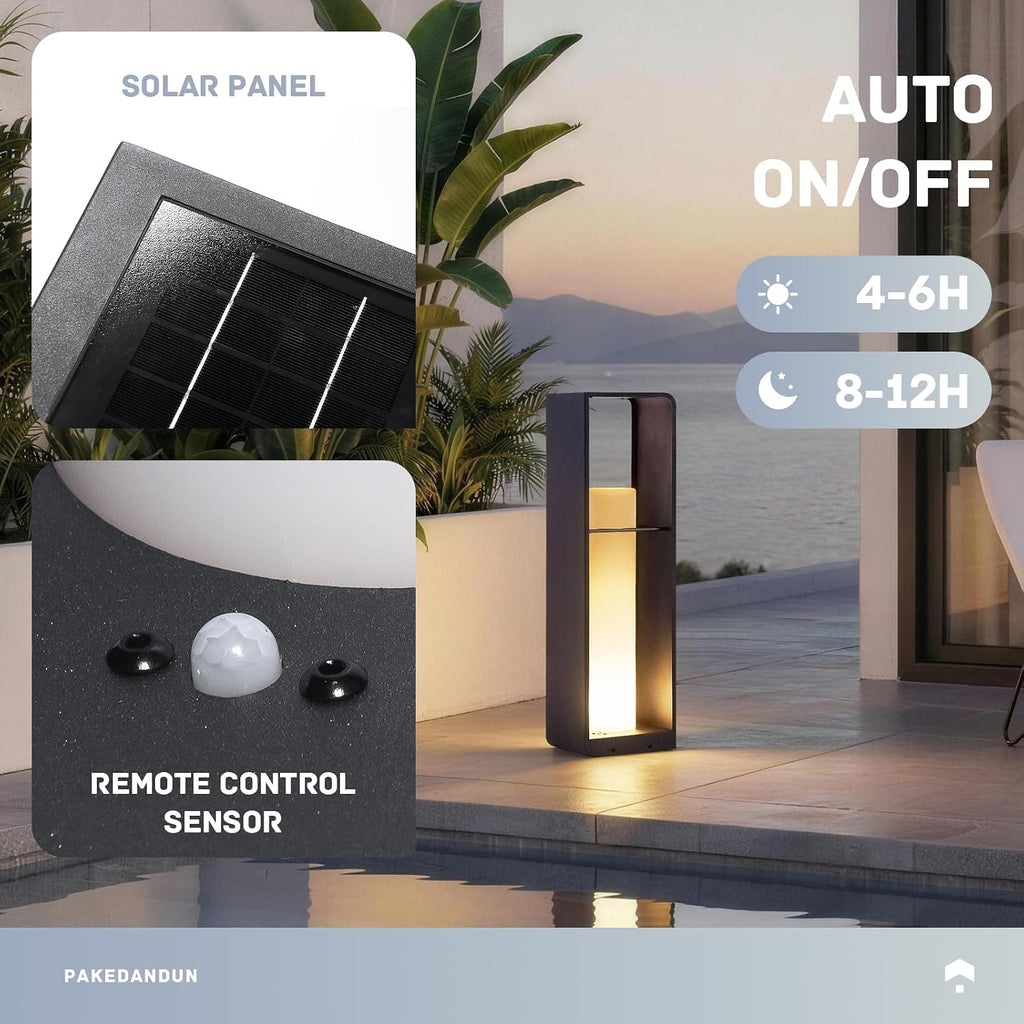 Led Corner Floor Lamp with Remote Control, IP65 Solar Lanterns Outdoor Waterproof