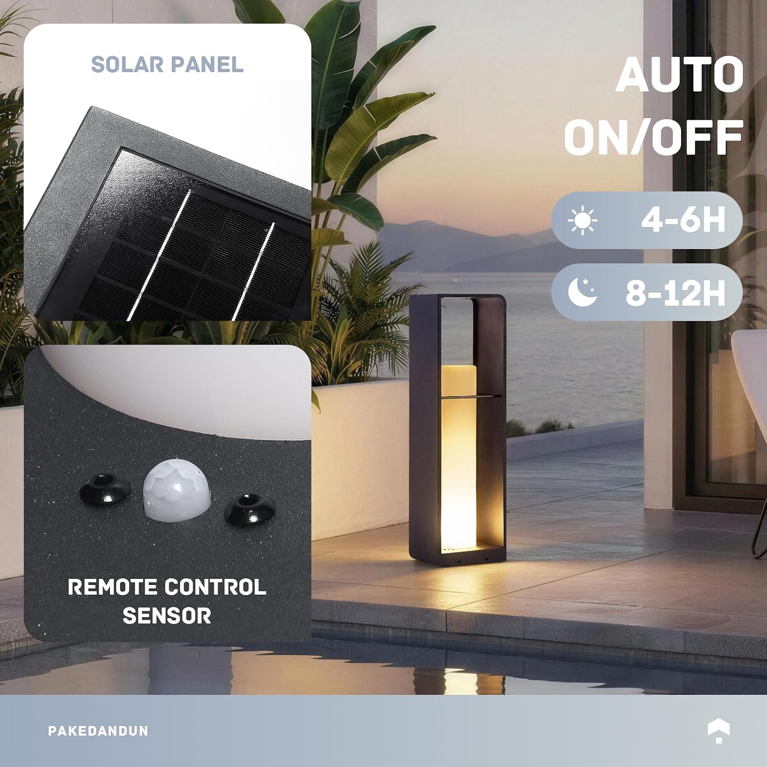 Led Corner Floor Lamp with Remote Control, IP65 Solar Lanterns Outdoor Waterproof
