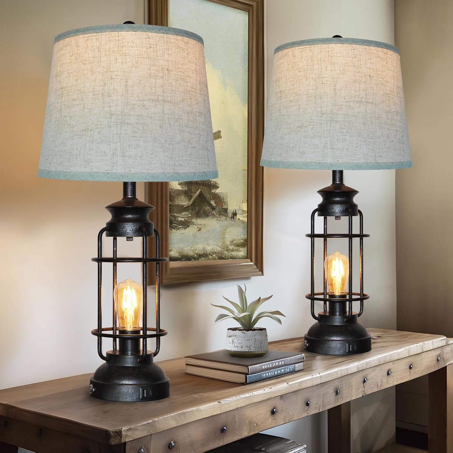 Table Lamps Set of 2 with USB Port 3 Way Dimmable Touch Lamps 28.5" Tall