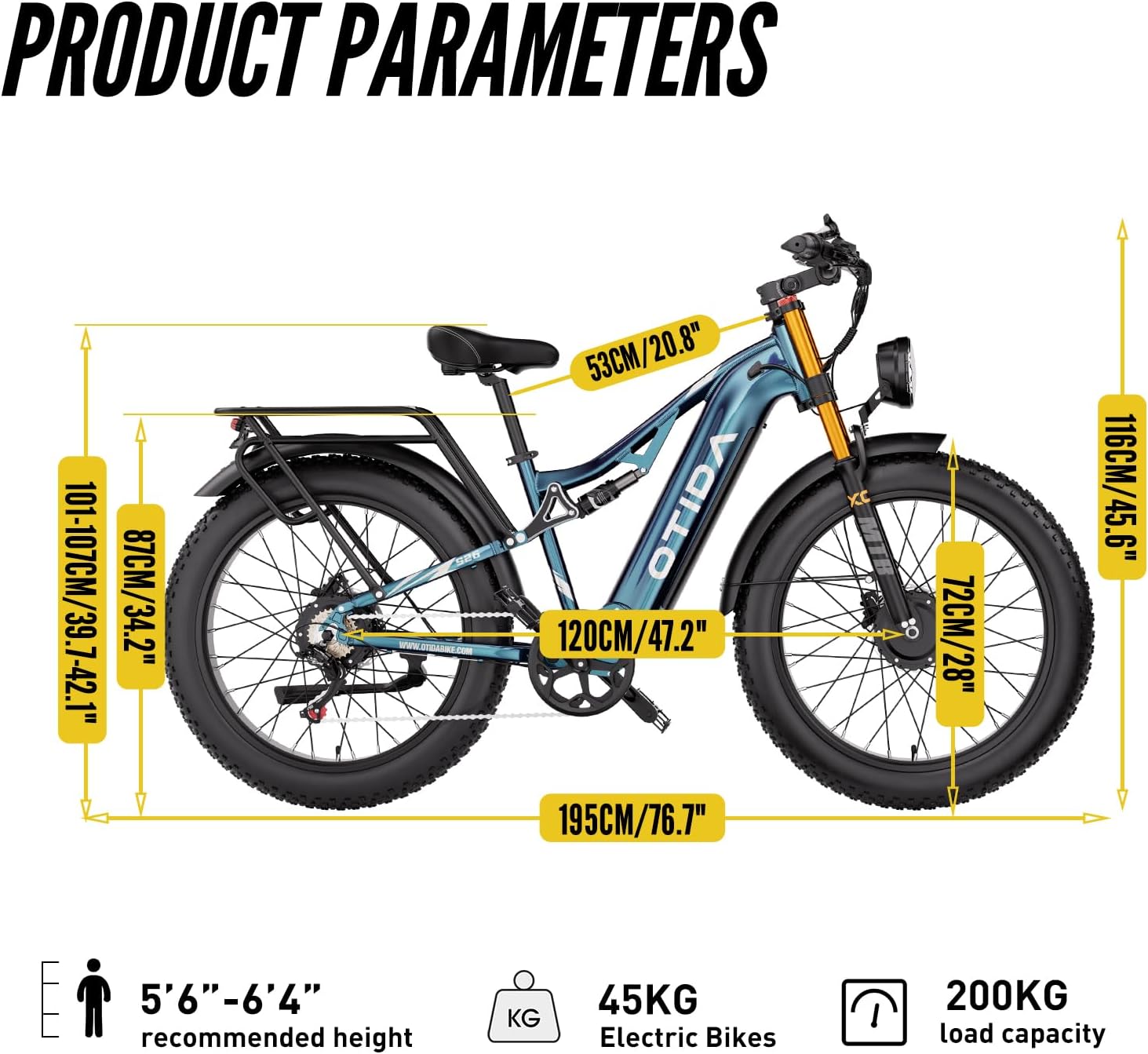 Peak 6000W Dual Motor Electric Bike for Adults 42MPH with 52V 20Ah，Up to 80 Miles, 26"x4" Fat Tire Full Suspension Ebike