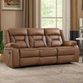 Faux Leather Manual Reclining Sofa, 3 Seat Recliner Sofa Chair