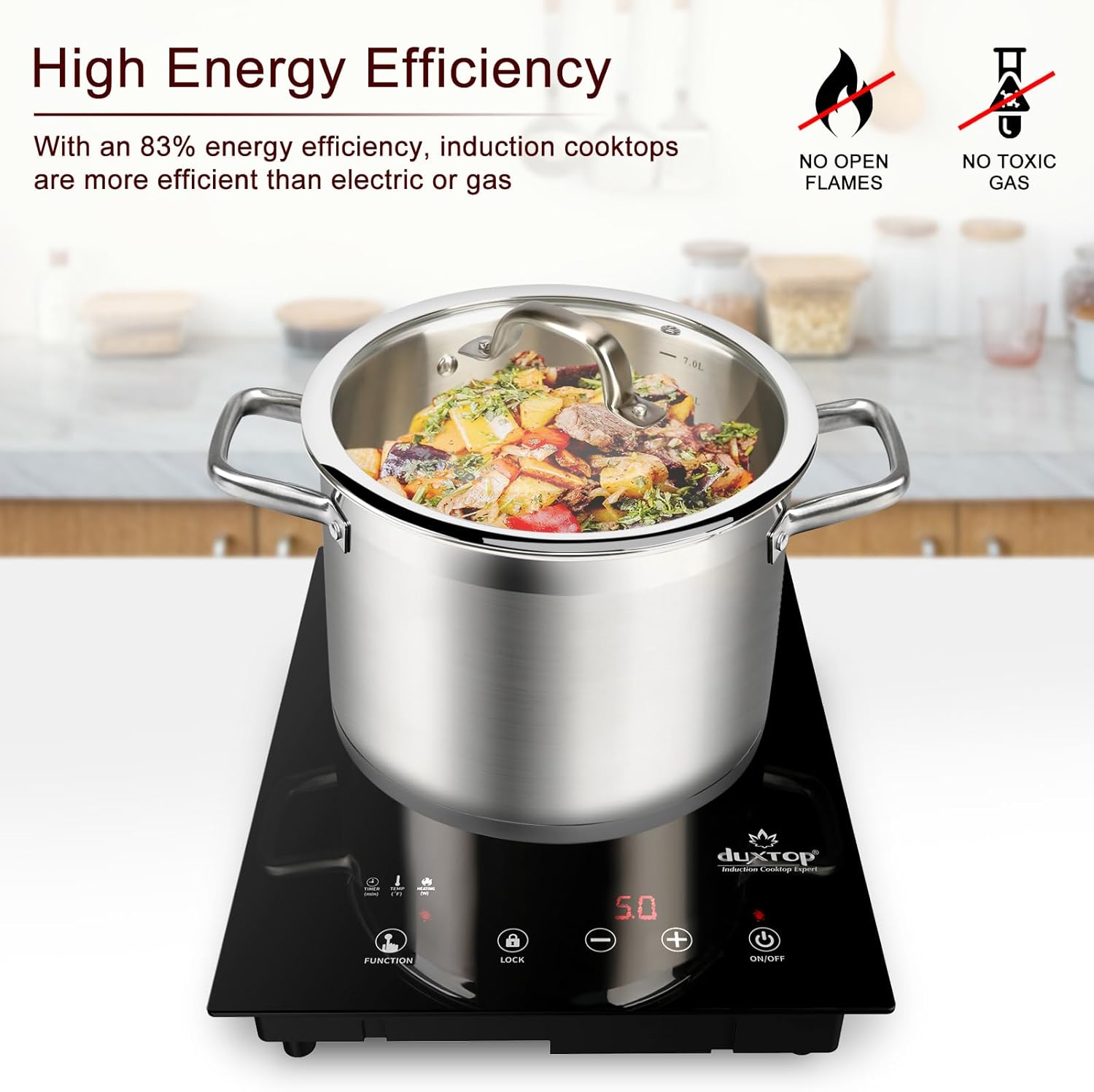 Duxtop Built-in Induction Cooktop, Portable Countertop Burner, Sensor Touch Induction Burner