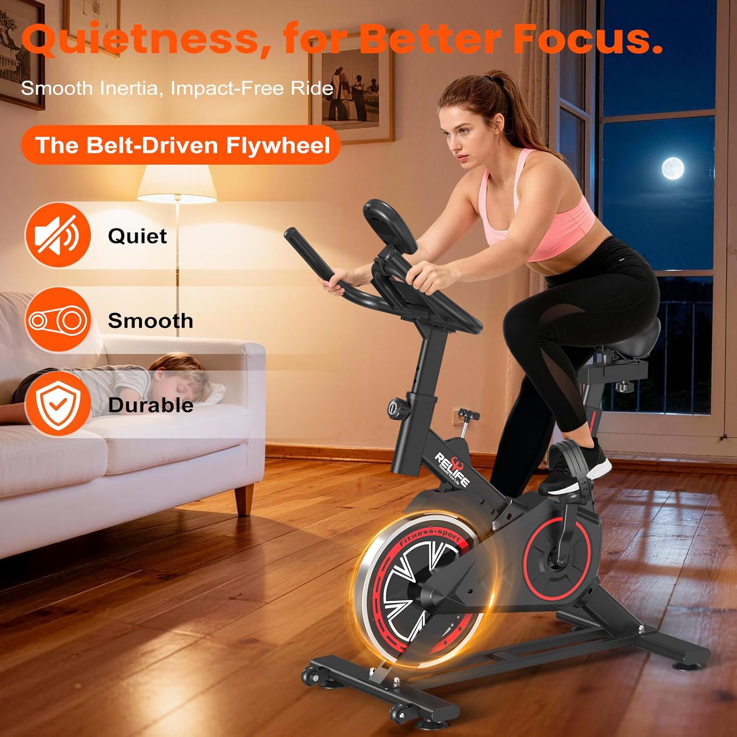 RELIFE REBUILD YOUR LIFE Exercise Bike Stationary for Home Indoor,Cycling Bike