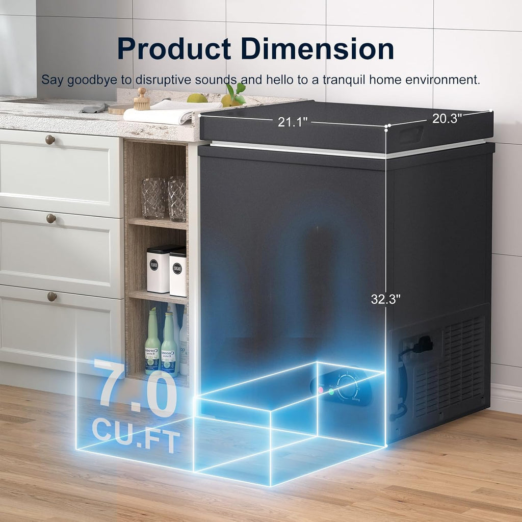 TABU 7.0 Cubic Feet Chest Freezer, Compact Deep Freezer