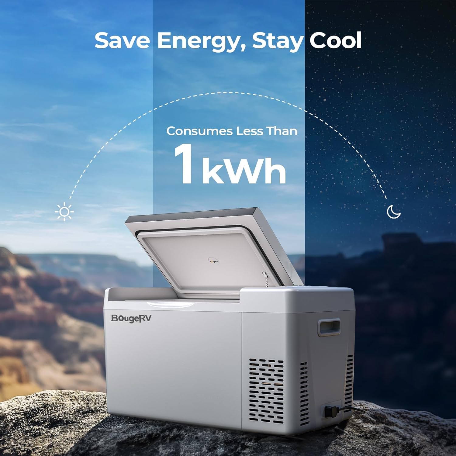 BougeRV 12 Volt Refrigerator 12V Car Fridge 23 Quart Portable Freezer Compressor Cooler