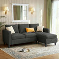 Couches for Living Room, 3-Seat Reversible Sectional Sofa with Convertible Ottoman