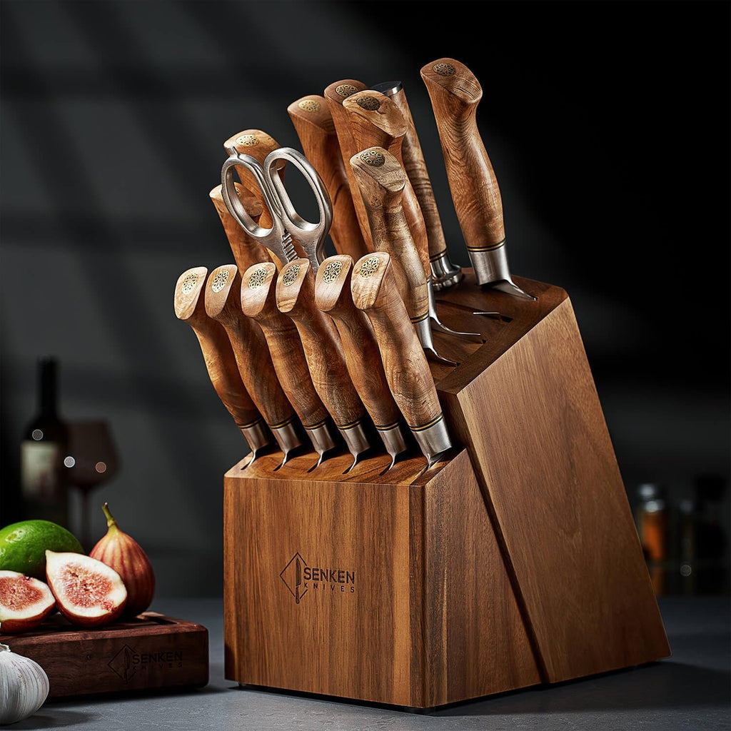 SENKEN 16-Piece Damascus Knife block Set