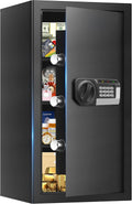 6.2 Cuft Large Home Safes Water and Fireproof with Digital Keypad & Key Lock, Fire Security Safe Box with 3 Removable Shelves
