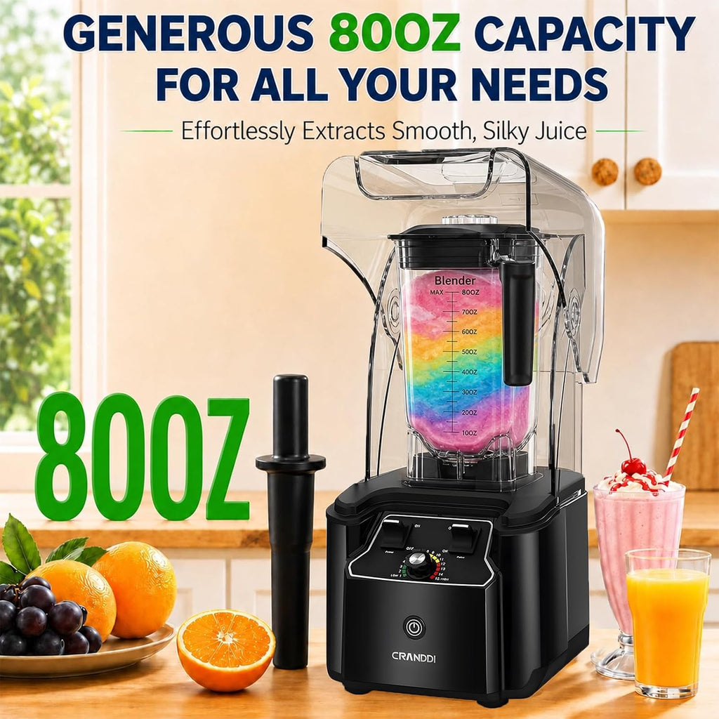Commercial Blender, 2200W,80oz blender 15-speeds Control, K90 Black