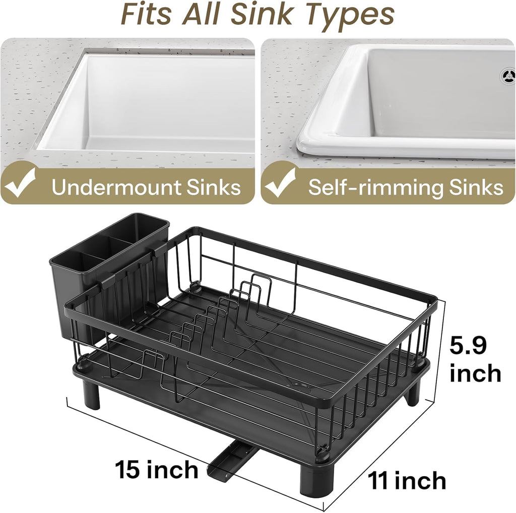 SNTD Dish Drying Rack - Space-Saving Dish Rack for Kitchen Counter, Stainless Steel Dish Drainer