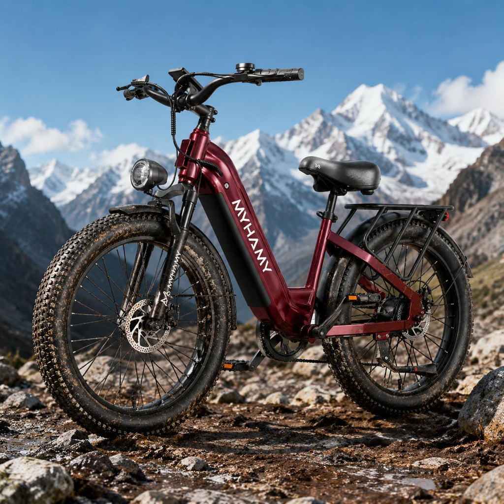 24" Fat Tire Electric Bike 48V 18Ah Adult Ebike | 100Nm torque climbs 25% hills.