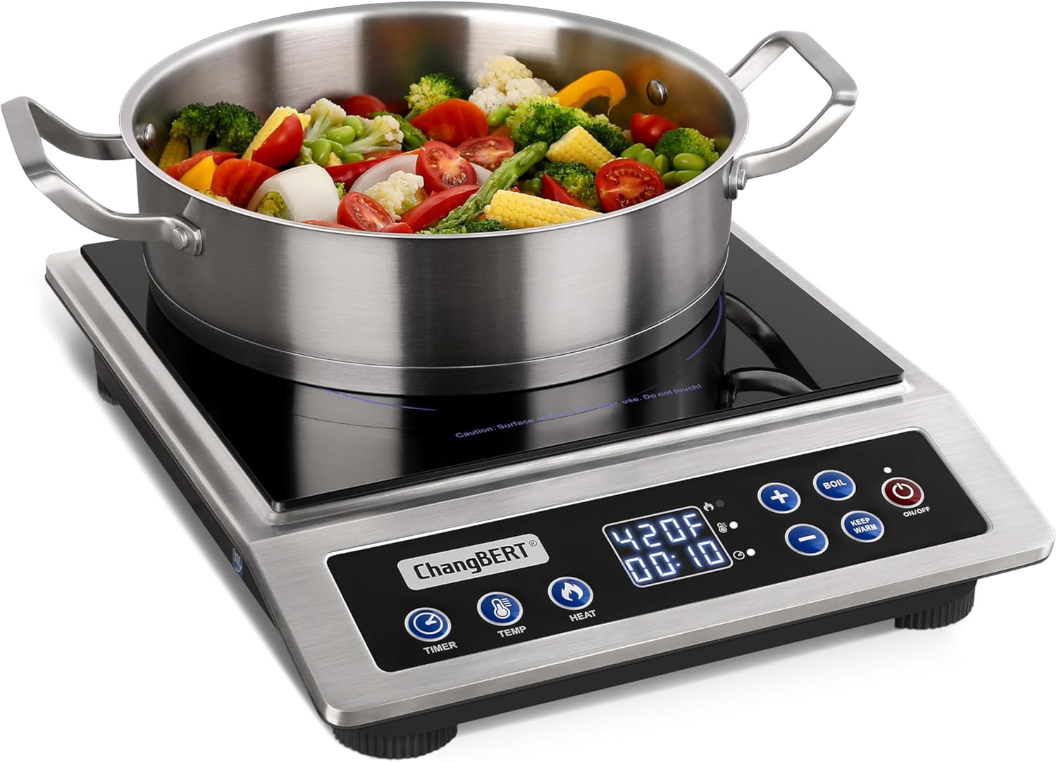ChangBERT Portable Induction Cooktop Enhanced Version, One-Click Max Power 1800W Large