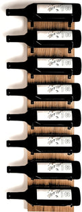 Wine Rack Wall Mounted | Wooden Wall Wine Rack with 8 Bottle Storage and Matte Black Brackets