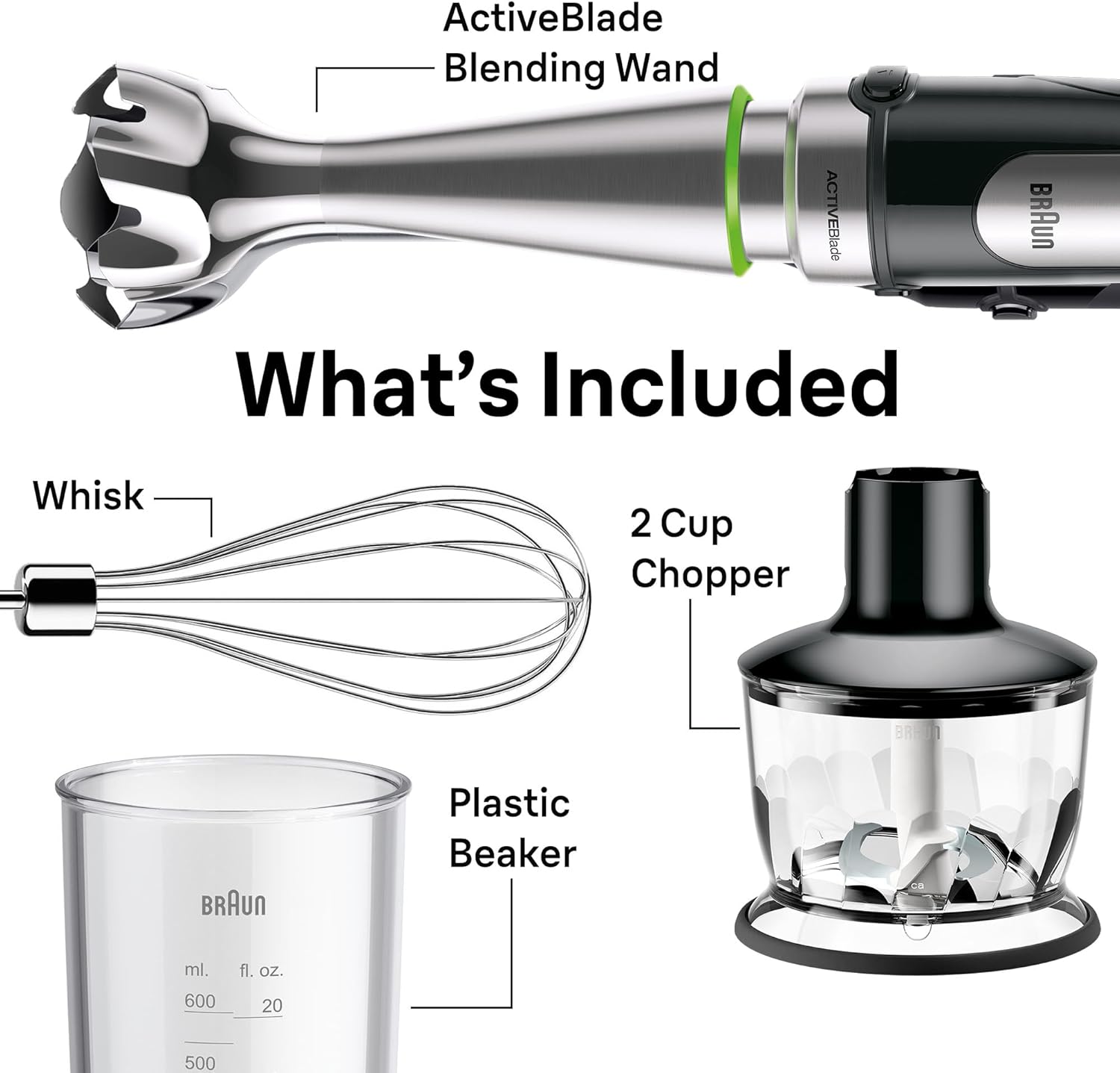 Braun MultiQuick 7 3-in-1 Immersion Blender with Food Processor – Powerful Handheld