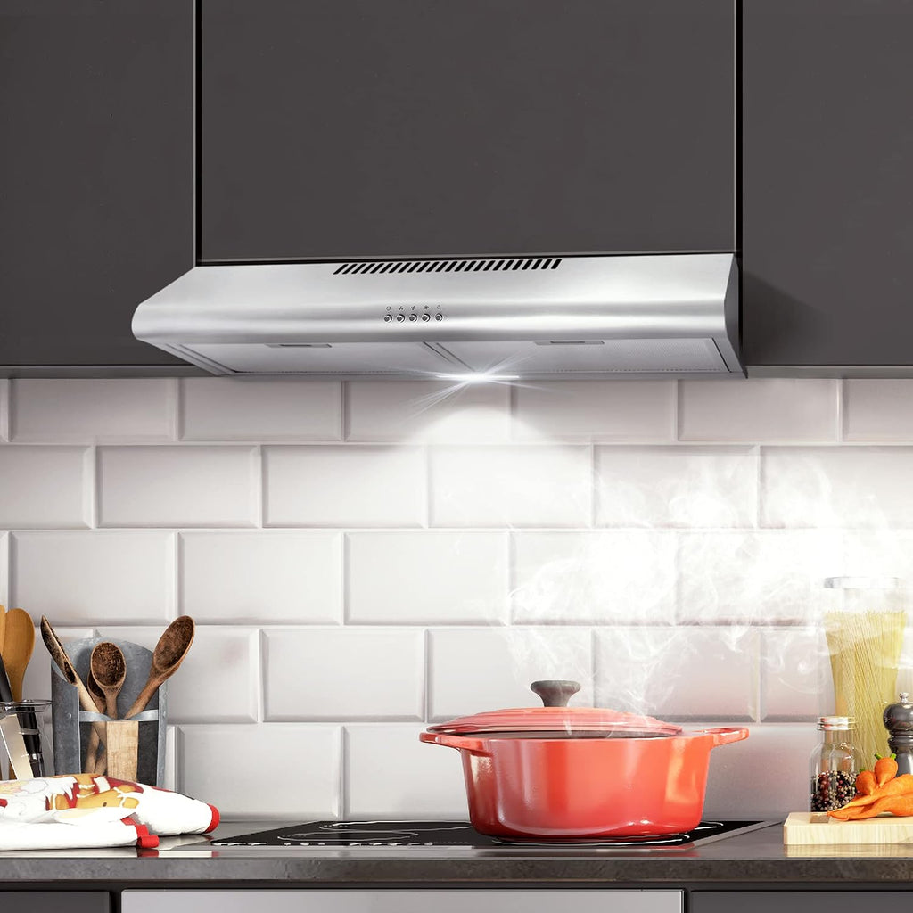 COSMO COS-5MU30 30 in. Delta Collection Ducted Under Cabinet Range Hood, Button Controls