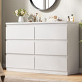 Jocoevol White 6 Drawer Dresser for Bedroom, 15.3" D x 47.2" W x 32.3" H in Simply Modern Chest of Drawers