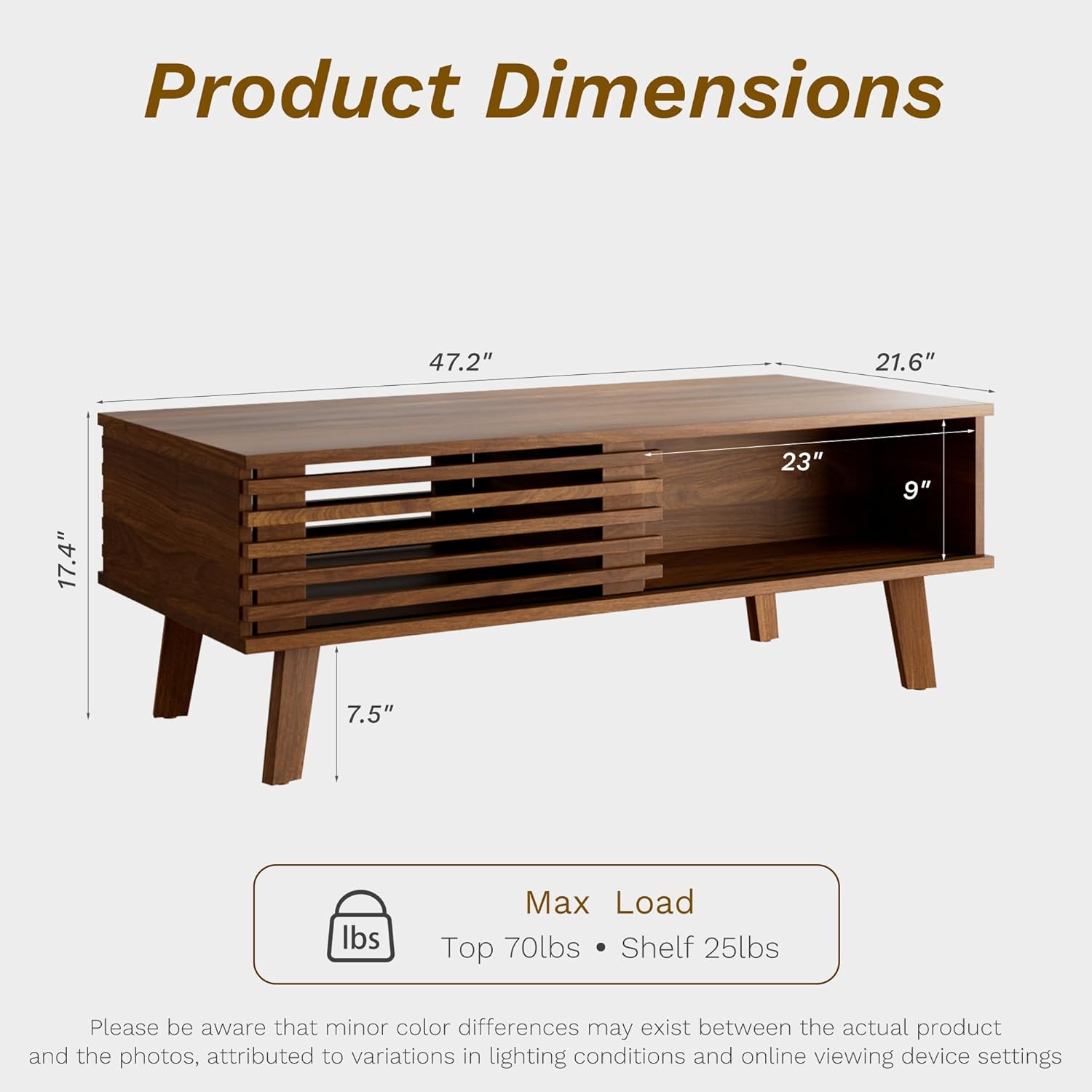 Mid Century Modern Coffee Table, Wood Coffee Table with Storage