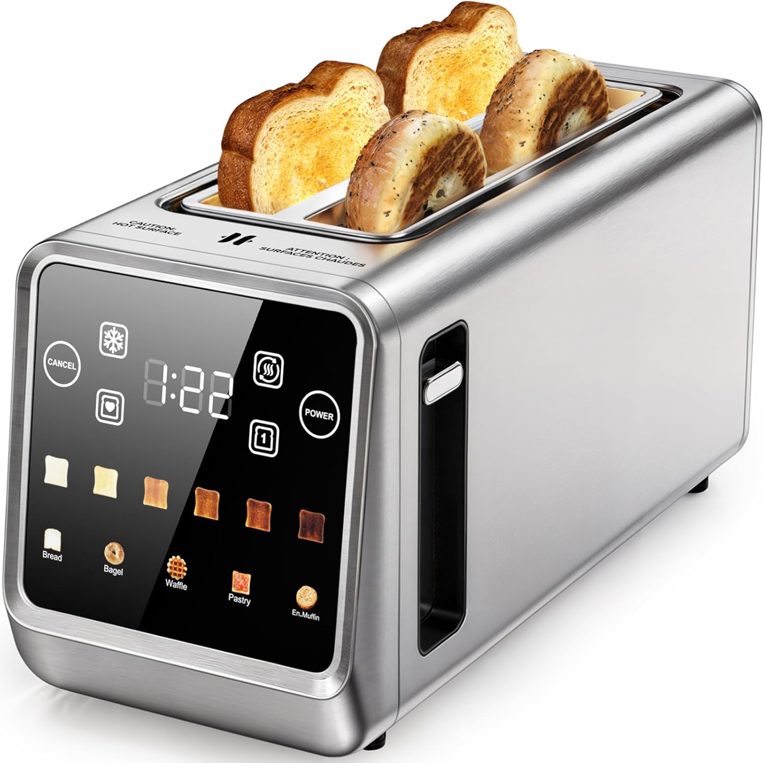 4-Slice Smart Toaster, Extra-Wide Slots for Thick Bagels & Artisan Bread, 1400W Rapid Heating