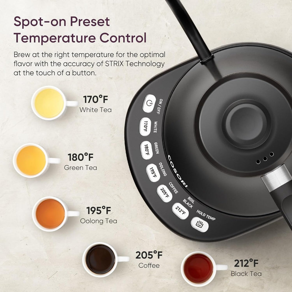 Cosori Electric Gooseneck Kettle with 5 Temperature Control Presets