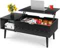 OLIXIS Wood Lift Top Coffee Table with Hidden Compartment and Large Storage Shelf