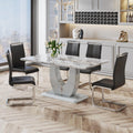 JUFU 7 Piece Dining Table Set for 6, 63 Inch Faux Marble Rectangular Kitchen Table and Chairs Set