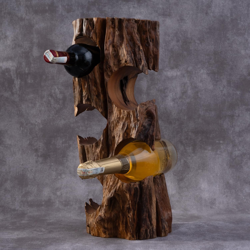 Solid Natural Vitex Pubescens Vahl Wood Wine Rack with Anti-Slip Pads