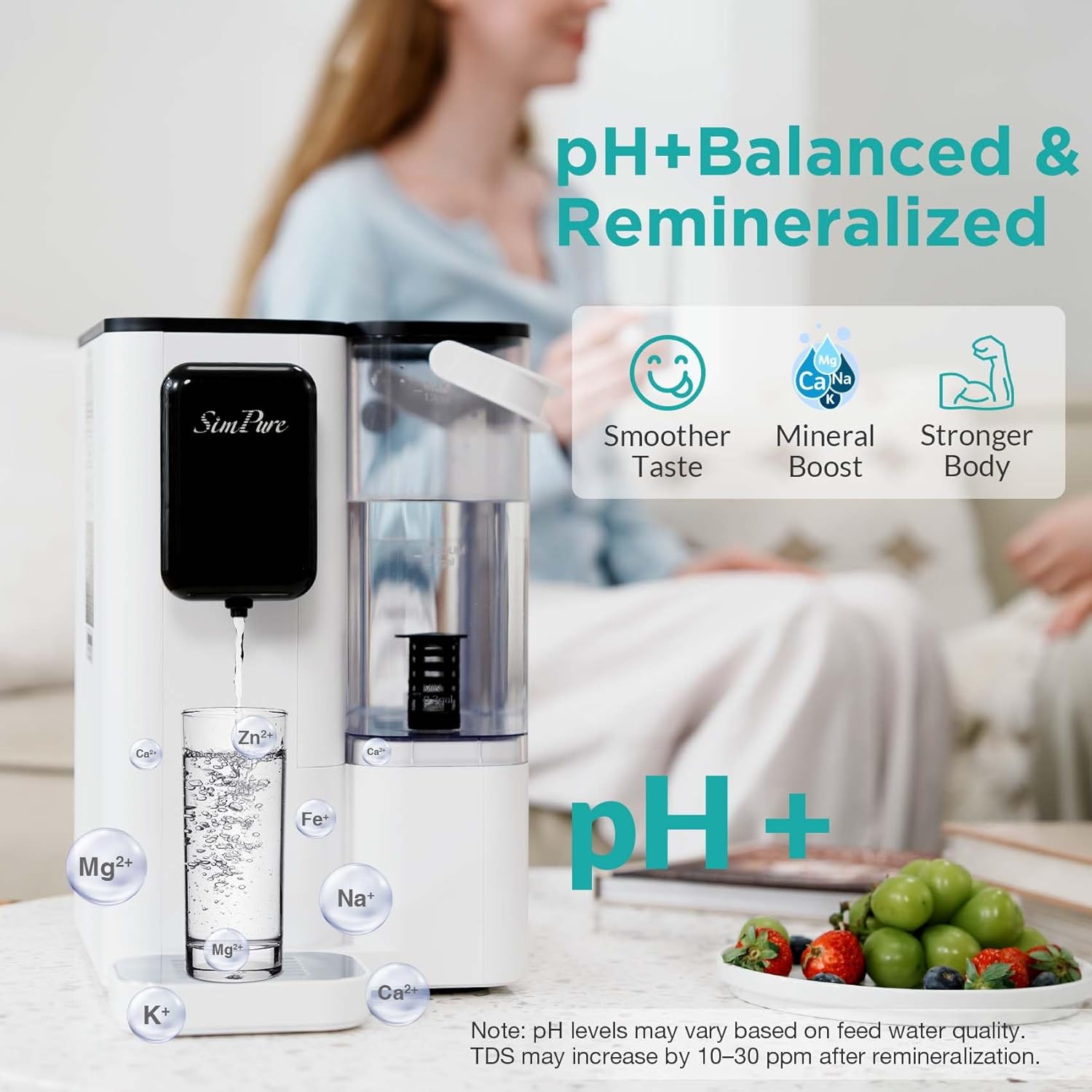 SimPure Y9A UV Countertop Reverse Osmosis Water Filter, Alkaline Remineralization 300 GPD 6 Stage Purification