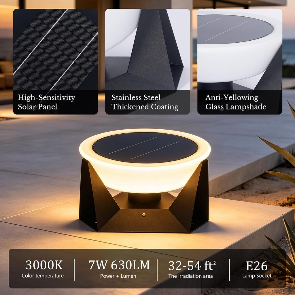 14.96" Dimmable Floor Lamp, 3000K Large Solar Lanterns Outdoor Waterproof, IP54 Waterproof Outdoor Patio Floor Lamp