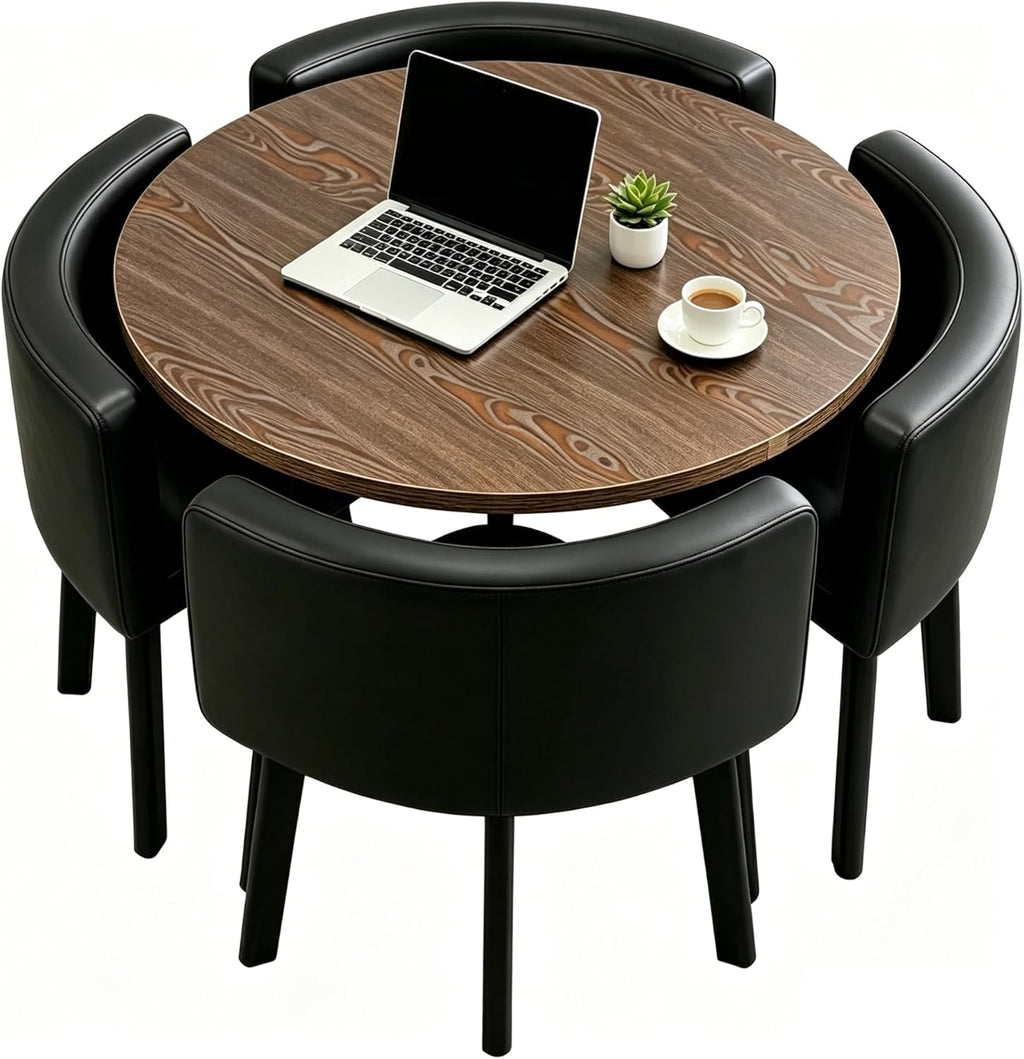 Office Conference Room Coffee Table Set w/ 4 Chair, Space-Saving Furniture Club Business Hotel Lobby