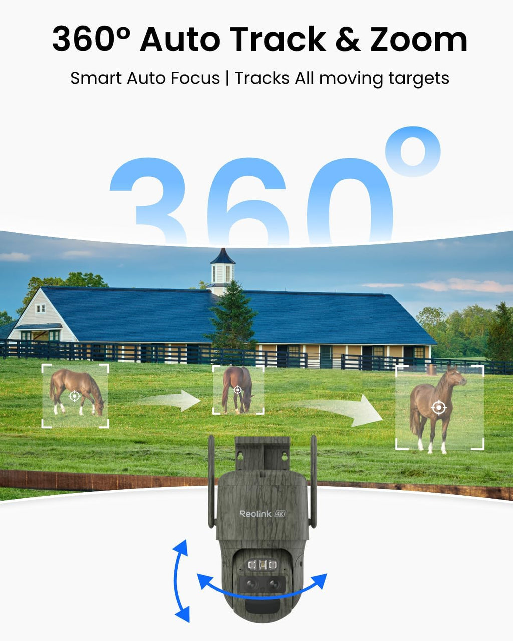 REOLINK 4K Dual Lens 4G Cellular Trail Camera, Auto Tracking Security Camera Wireless