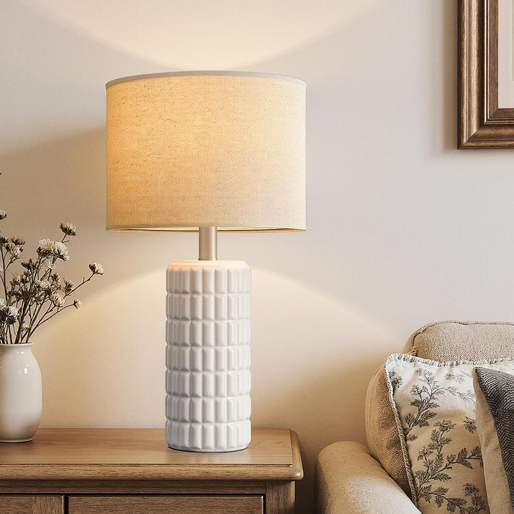 Seealle 23" Modern Ceramic Table Lamps Set of 2 - Table Lamps for Living Room